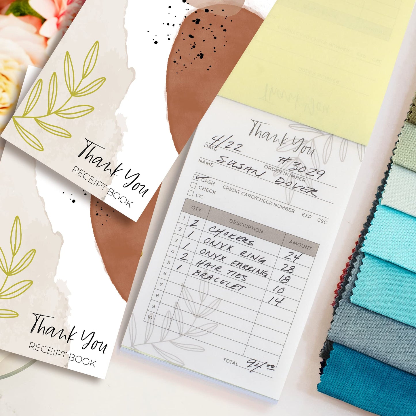 Simplified Thank You Receipt Book Set of 3 for Small Businesses - Aesthetic and Easy to Use Receipt Pad - The Perfect Business Supplies That Helps You and Your Happy Clients to Stay Organized