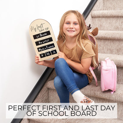 Beautiful Wooden First and Last Day of School Board Sign - Modern and Large Back to School Sign for Lasting Memories - Perfect 11.8" x 7.1" Wooden Chalkboard Photo Prop for Kindergarten or School