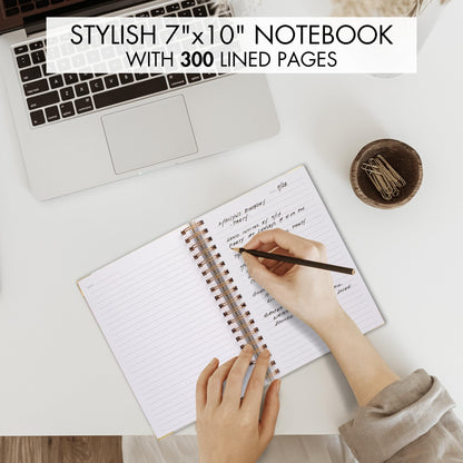Aesthetic Thick Spiral Notebook Journal For Women in B5 Format - Modern Linen Hardcover College Ruled Note Book With 300 Lined Pages - Perfect For Writing And Staying Organized at Work or School