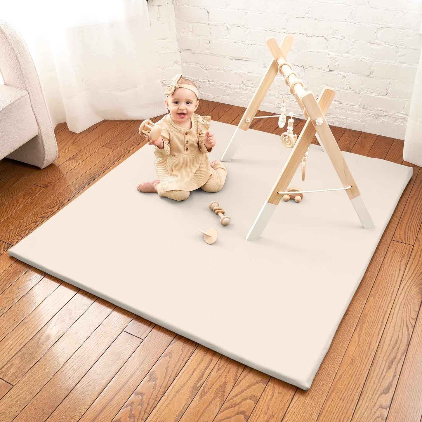 Stylish Padded Baby Play Mat for Your Boy or Girl - Extra Thick & Super Soft Vegan Leather Floor Mat Creates A Safe Play Area for Little Ones - A Beautiful Playmat That Fits Nicely Into Any Playroom