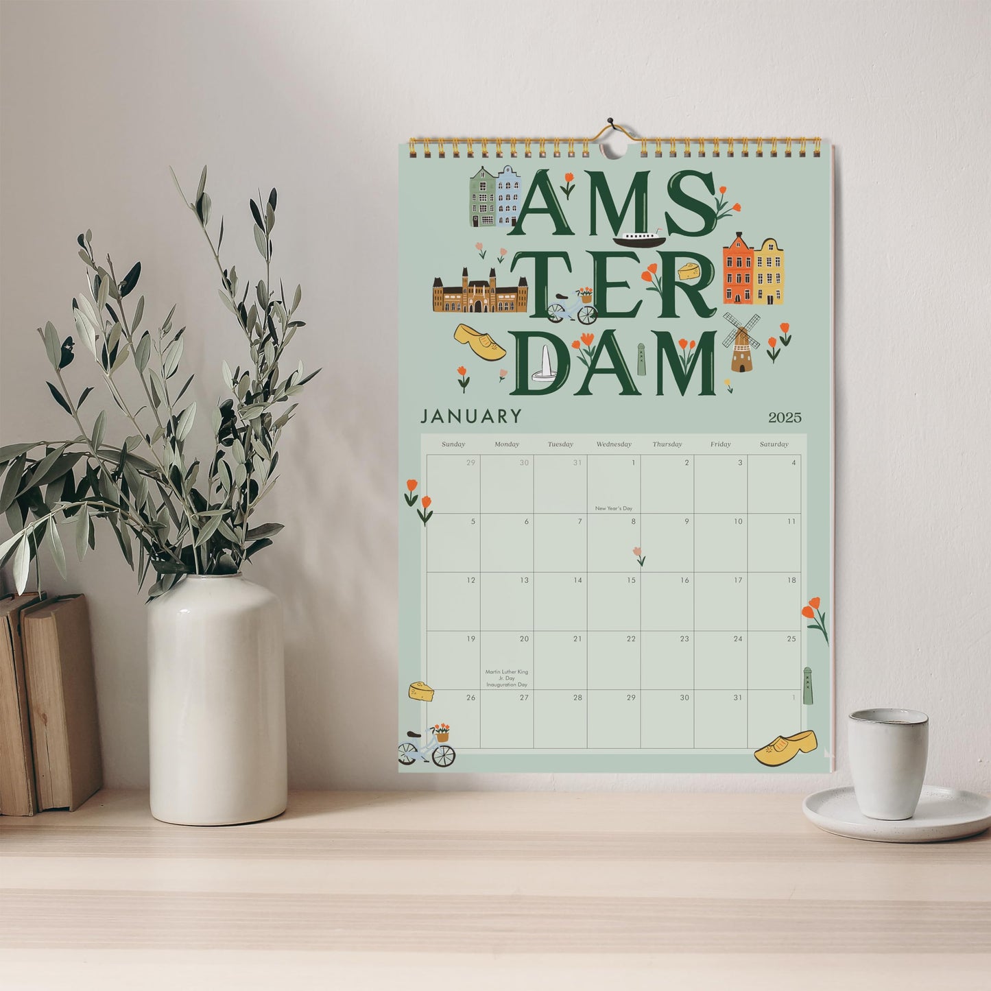 Aesthetic 2024-2025 Wall Calendar - Runs from June 2024 Until December 2025 - Twelve Beautiful Designs Inspired by Each City's Unique Charm - The Perfect Calendar Planner for Easy Organizing