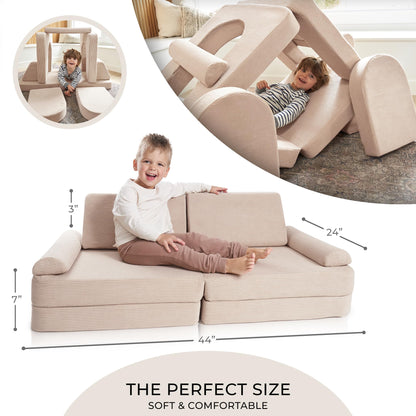 ZICOTO Modular Kids Play Couch for Fun Play Time or Comfy Lounging - The Perfect Toddler Sofa to Boost Creativity and Easily Build Magical Forts and More in Your Playroom/Nursery