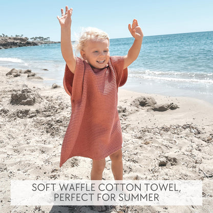 Stylish Hooded Beach Towel for Toddlers - Extra Soft and Fast Drying Poncho For Kids 3-6 Years Made of Premium Waffle Cotton - Perfect Cover Up for Sunny Beach Days or Pool and Bath Time Adventures