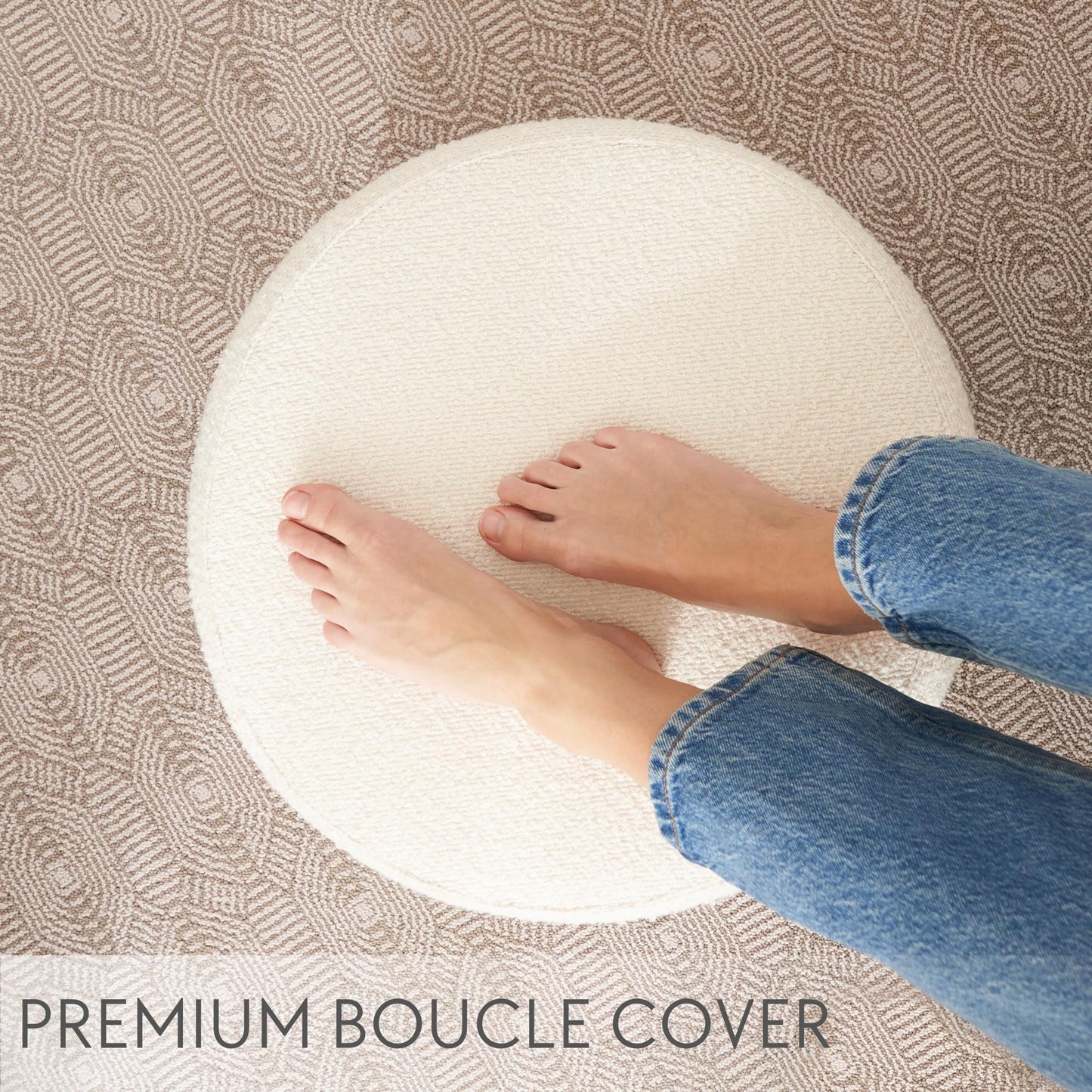 ZICOTO Beautiful Boucle Pouf Ottoman and Foot Rest - Elevate Your Living Room Decor with Lightweight Comfort and Charm - A Modern Foam Stuffed Poof Perfect to Rest Your Feet