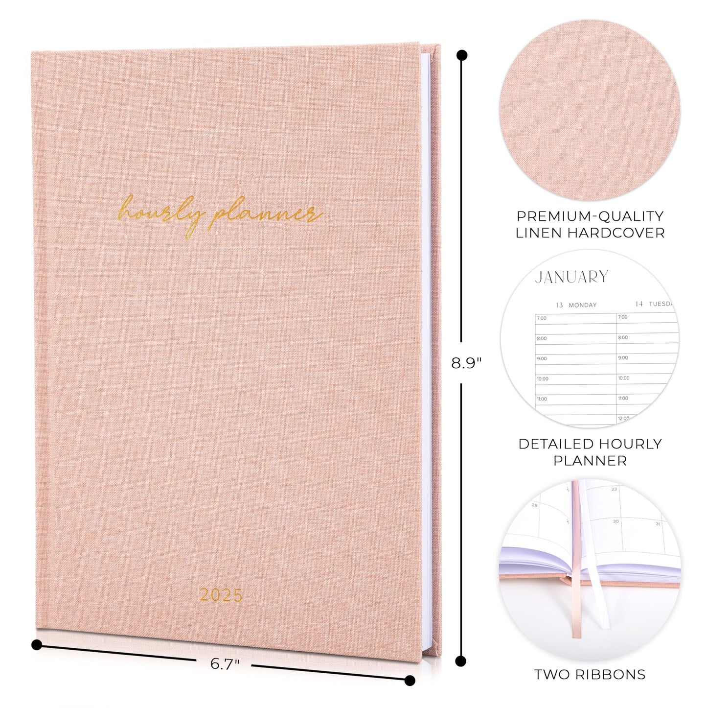 Beautiful 2025 Appointment Book Planner - Sturdy Linen Weekly Calendar with Half Hourly Schedule Easily Keeps Track Of All Your Appointments - The Perfect Day by Day Organizer