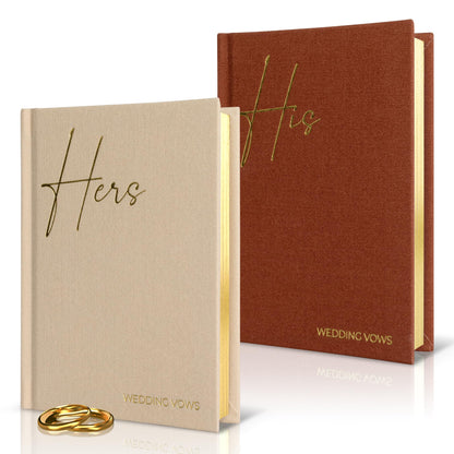 Elegant Linen Wedding Vow Books With Gold Foil Lettering - Perfectly Sized His and Hers Vow Books With Plenty Of Pages To Write Whatever is on Your Heart - A Beautiful Addition For The Wedding Day