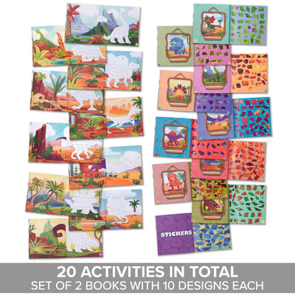 ZICOTO Fun Paint with Sticker Books for Kids Set of 2 - Entertaining Sticker Activity with Vibrant Themes Keeps Kids Ages 4-8 Busy - Perfect Puzzle to Learn Shapes and Numbers at Home or Travelling