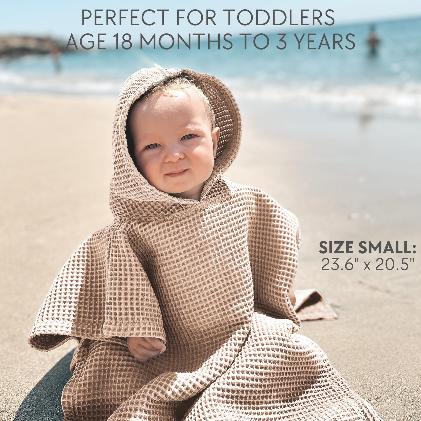 Stylish Hooded Beach Towel for Kids - Extra Soft and Fast Drying Poncho For Toddlers 1-3 Years is Made of Premium Waffle Cotton - Perfect Baby Cover Up for Beach Days or Pool and Bath Time Adventures