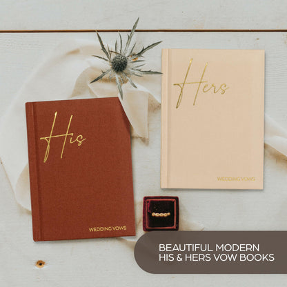 Elegant Linen Wedding Vow Books With Gold Foil Lettering - Perfectly Sized His and Hers Vow Books With Plenty Of Pages To Write Whatever is on Your Heart - A Beautiful Addition For The Wedding Day