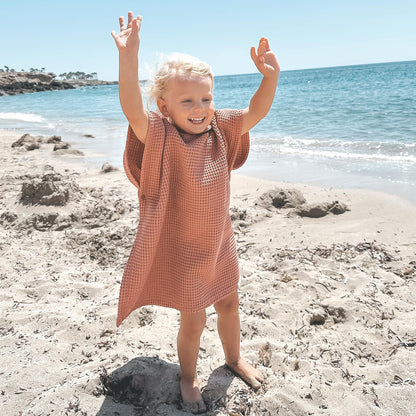 Stylish Hooded Beach Towel for Kids - Extra Soft and Fast Drying Poncho For Toddlers 1-3 Years is Made of Premium Waffle Cotton - Perfect Baby Cover Up for Beach Days or Pool and Bath Time Adventures