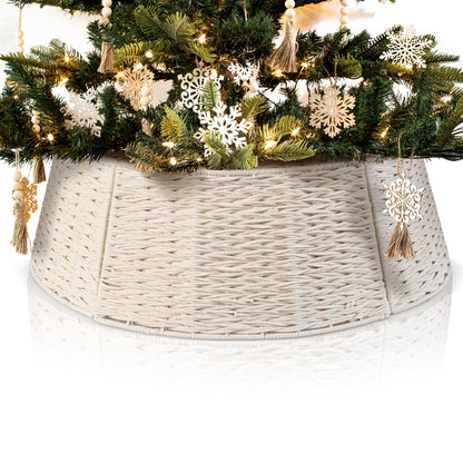 Beautiful Christmas Tree Collar - Authentic 28" Cotton Rope Tree Ring - Easy to Set Up Christmas Tree Skirt Enhances Your Holiday Home Decor