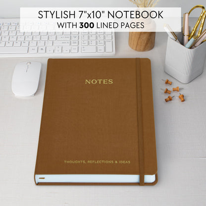 ZICOTO Aesthetic Thick Linen Journal Notebook For Women - Modern B5 Hardback College Ruled Note Book With 300 Lined Pages - Perfect For Writing And Staying Organized at Work or School